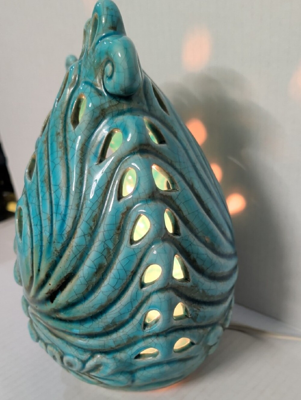 VTG Turquoise Peacock Ceramic Accent Lamp - Brand Unknown - Picture 4 of 11